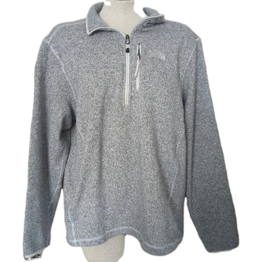 THE NORTH FACE Mens L Fleece Pullover 1/2 Zip Long Sleeve Gray With Pockets-lp